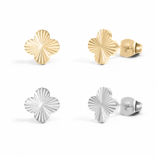 Pendientes Trébol de 4 Hojas | Acero Inoxidable Plateado o Chapado en oro 18K