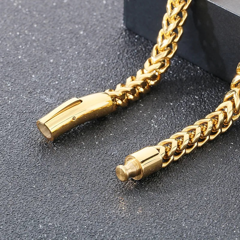 Pulsera Cadena Cuadrada 6 mm | Acero Inoxidable Chapado PVD en Oro 18K