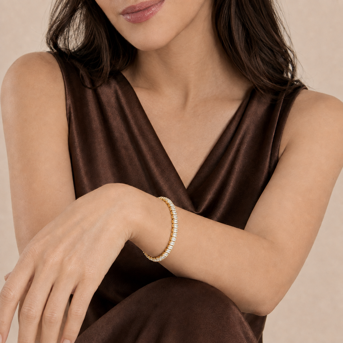 Pulsera Tennis con Zirconias de Corte Baguette | Acero Inoxidable