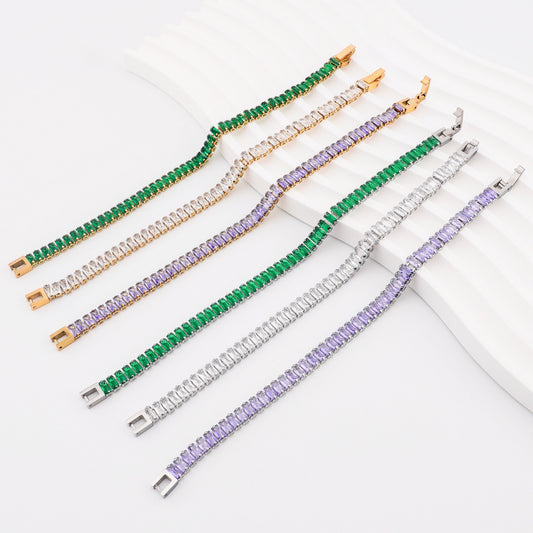 Pulsera Tennis con Zirconias de Corte Baguette | Acero Inoxidable