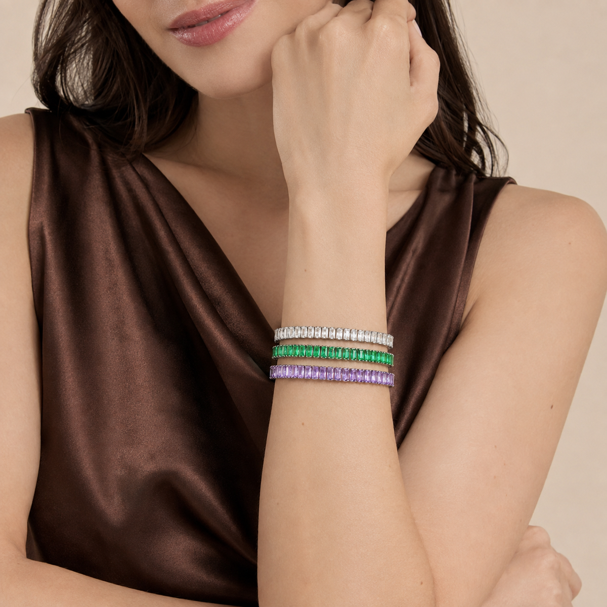 Pulsera Tennis con Zirconias de Corte Baguette | Acero Inoxidable