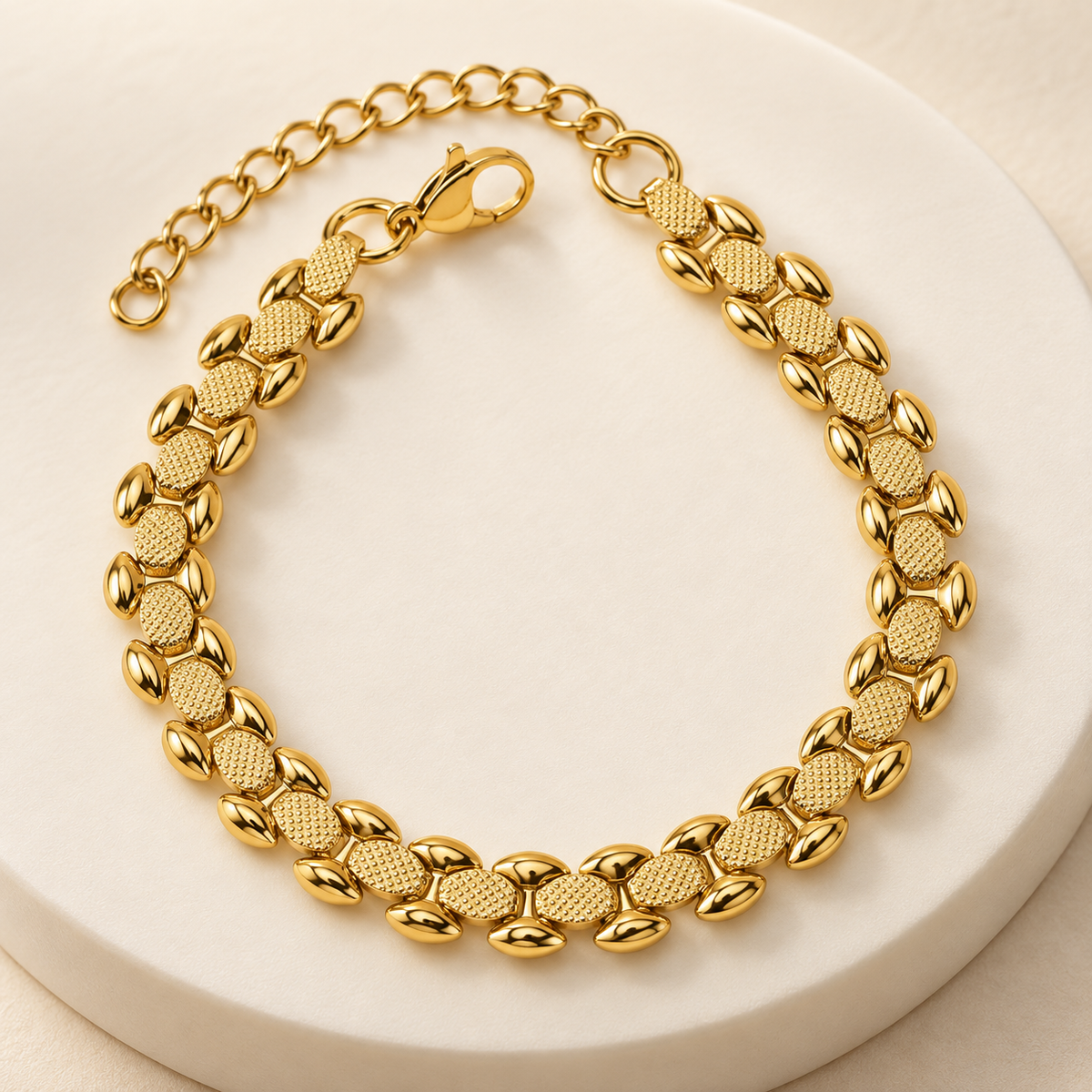 Pulsera Eslabón Caparazón de Tortuga | Acero Inoxidable Chapado PVD en Oro 14K | Ajustable